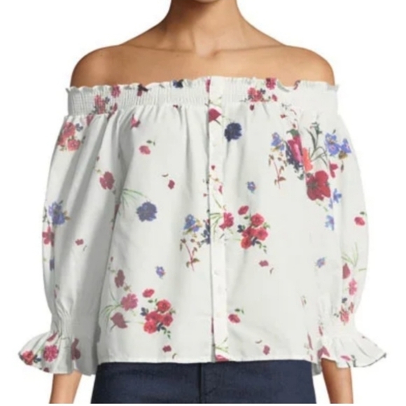 NWT Haute Rogue Floral Off The Shoulder Blouse Size Large - Picture 1 of 7